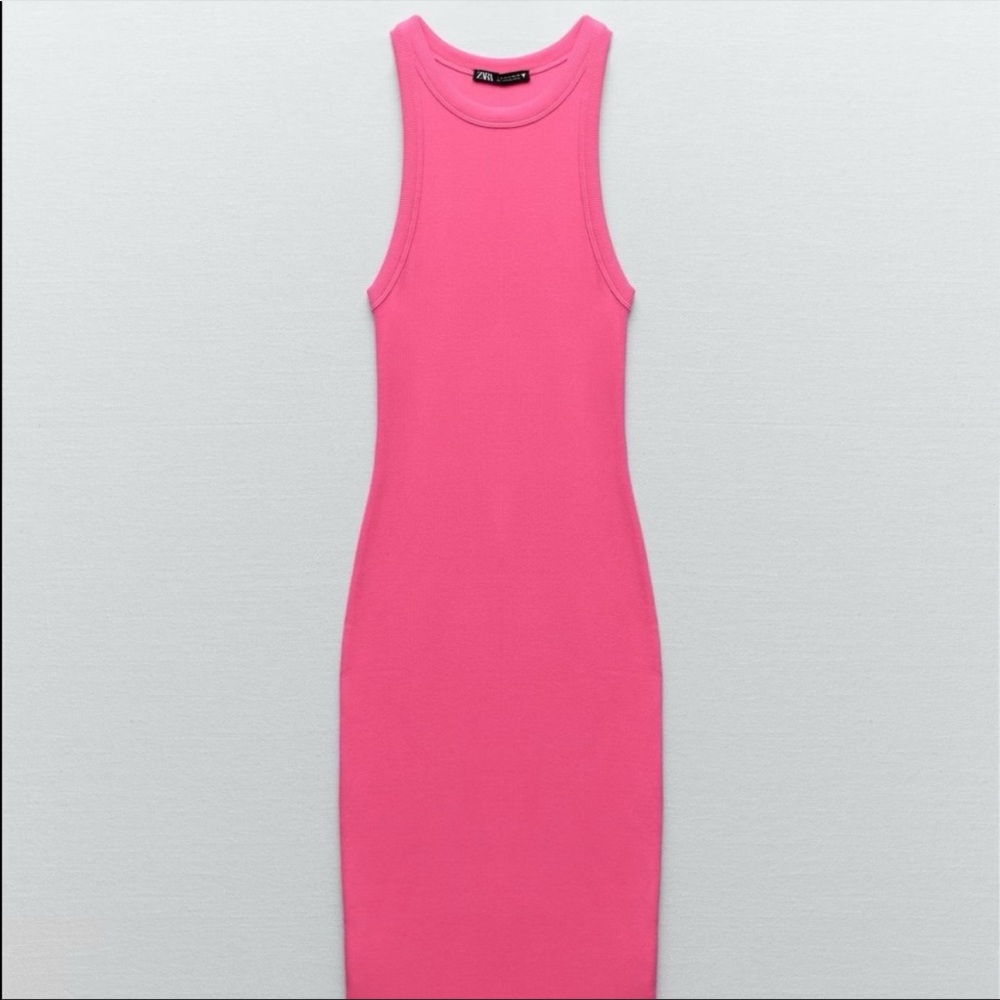 ❤️ Zara midi ribbed dress in pink NWT